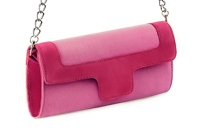 Women's hot pink and fuchsia pink luxurious elegant clutch for ceremonies, weddings and evenings out. - Front view